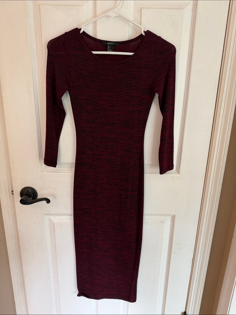 Express Marled Burgundy Bodycon Midi Dress